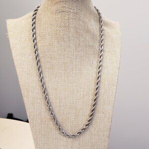 Avon, vintage heavy twisted silver tone rope chain necklace
